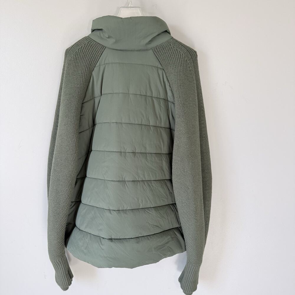 Athleta Incline Hybrid Puffer Jacket Deep Fern Green Small XL Zip Pockets - Picture 7 of 8